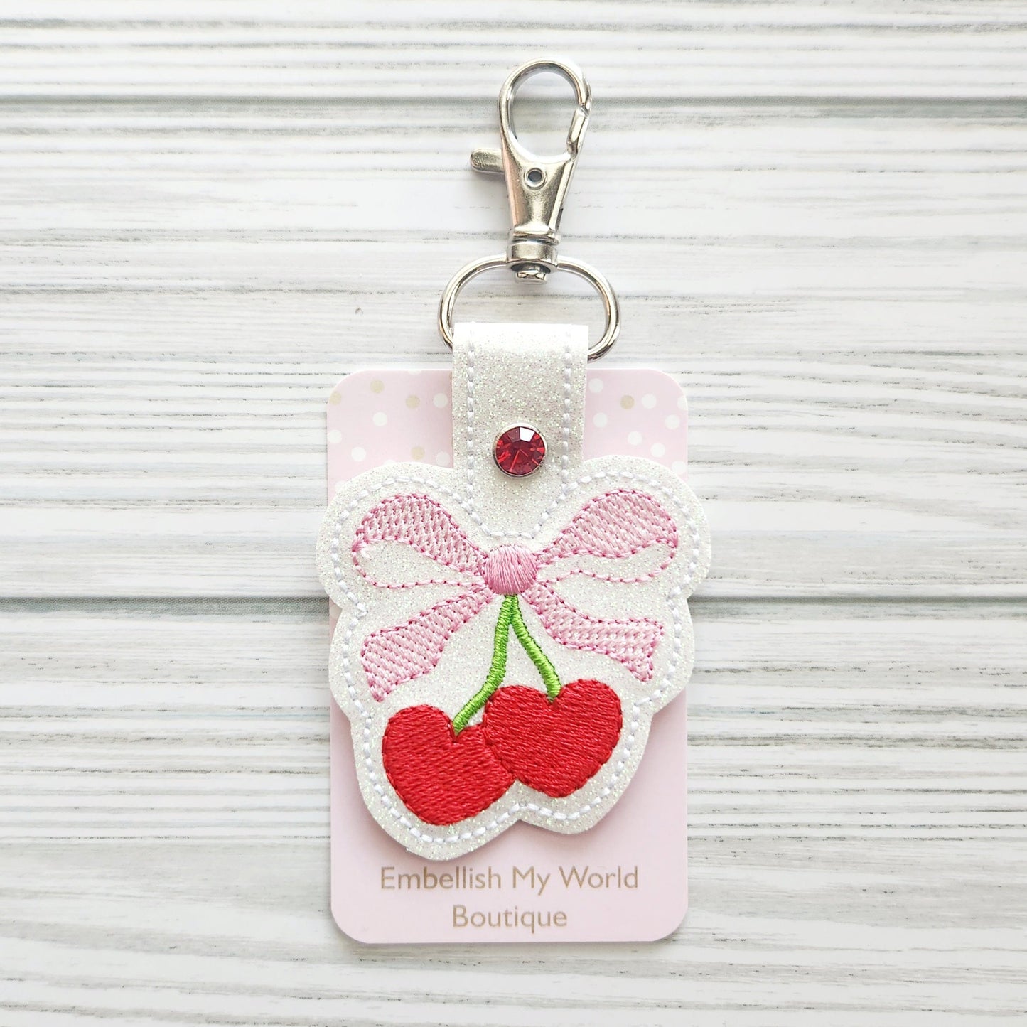 Coquette Bow and Cherries Keychain