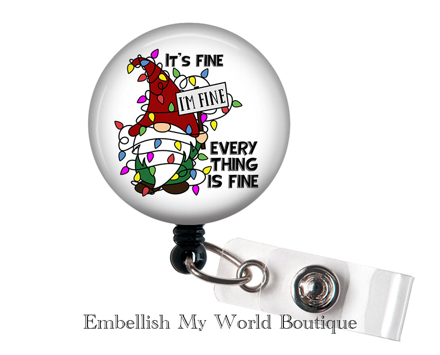 "It's Fine... Christmas Gnome Badge Reel