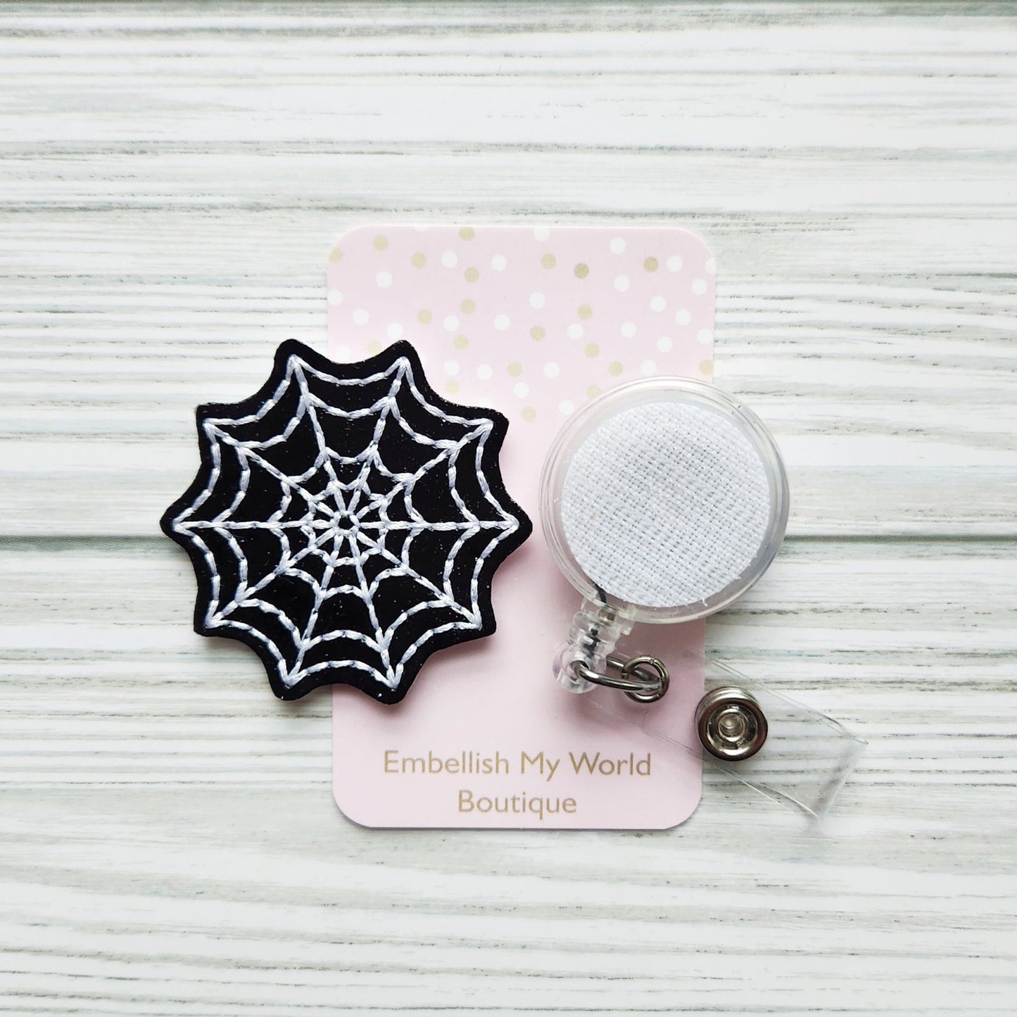 Spider Web Ghost Badge Topper/ Badge Reel