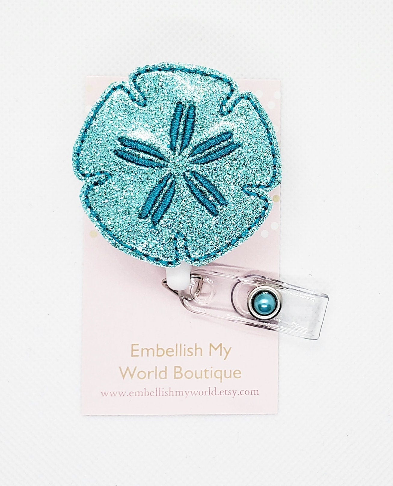 Sand Dollar Badge Reel/Retractable Badge Reel/Nurse Badge Reel/Badge Holder/ID Holder/Badge Reel/Nurse Gift/Summer badge/Beach badge/Blue