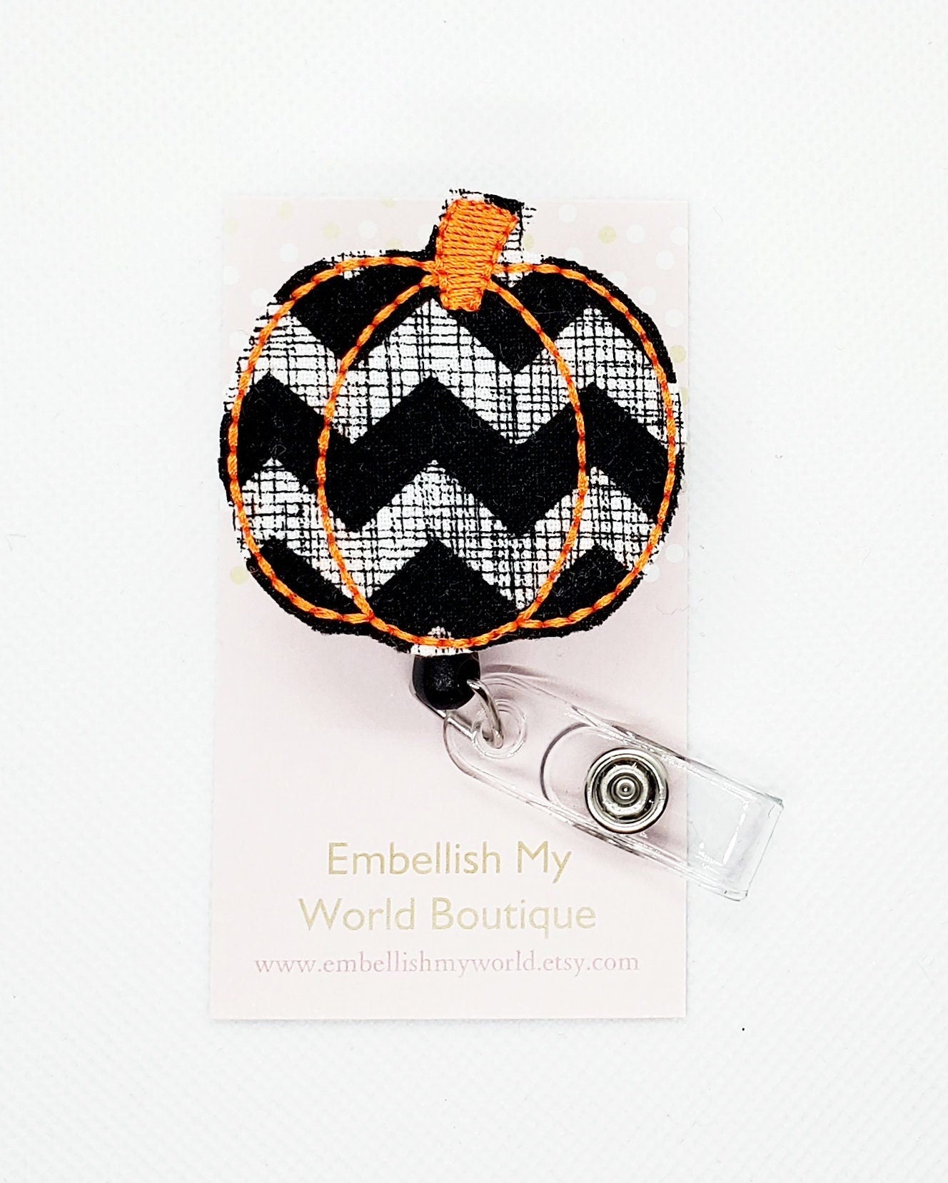 Chevron Print Pumpkin Badge Reel