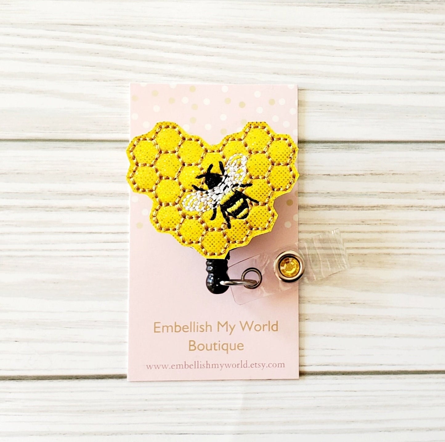Bee and Honeycomb Badge Reel