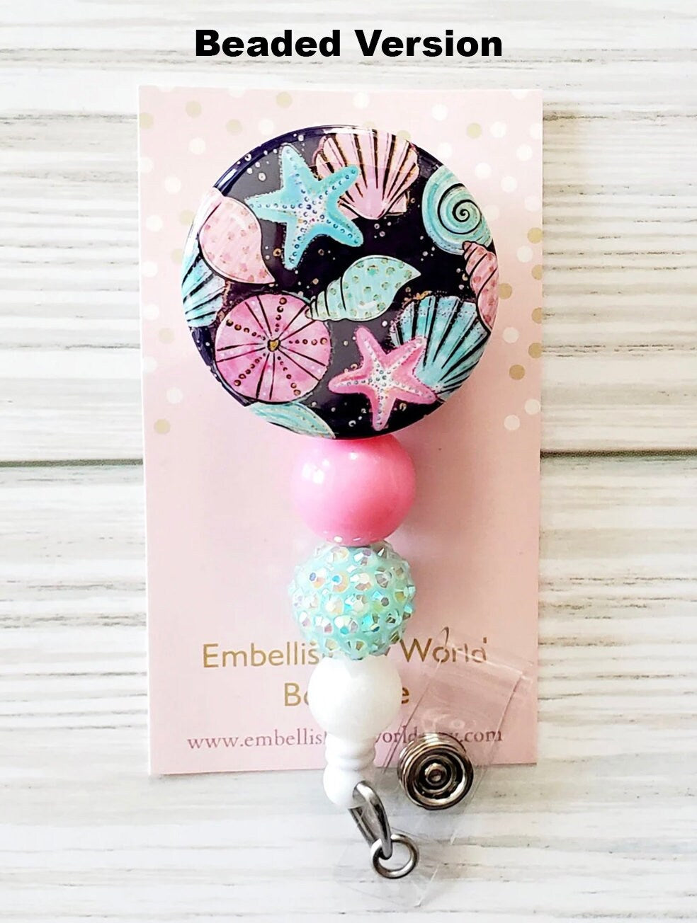 Starfish and Shells Badge Reel/Retractable Badge Reel/Nurse Badge Reel/Badge Holder/ID Holder/Badge Reel/Nurse Gift/Summer badge/Sea Life