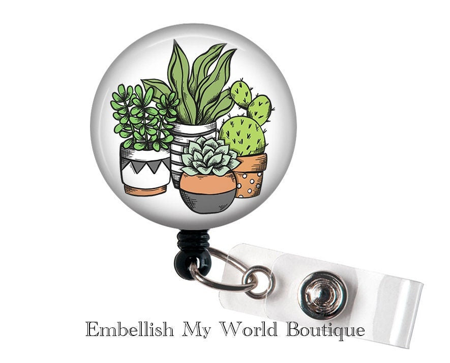 Plant Badge Reel/Badge Reel/Nurse Badge/Badge Holder/ID Holder/Nurse Gift/Name Badge/Retractable Badge/succulent/floral/