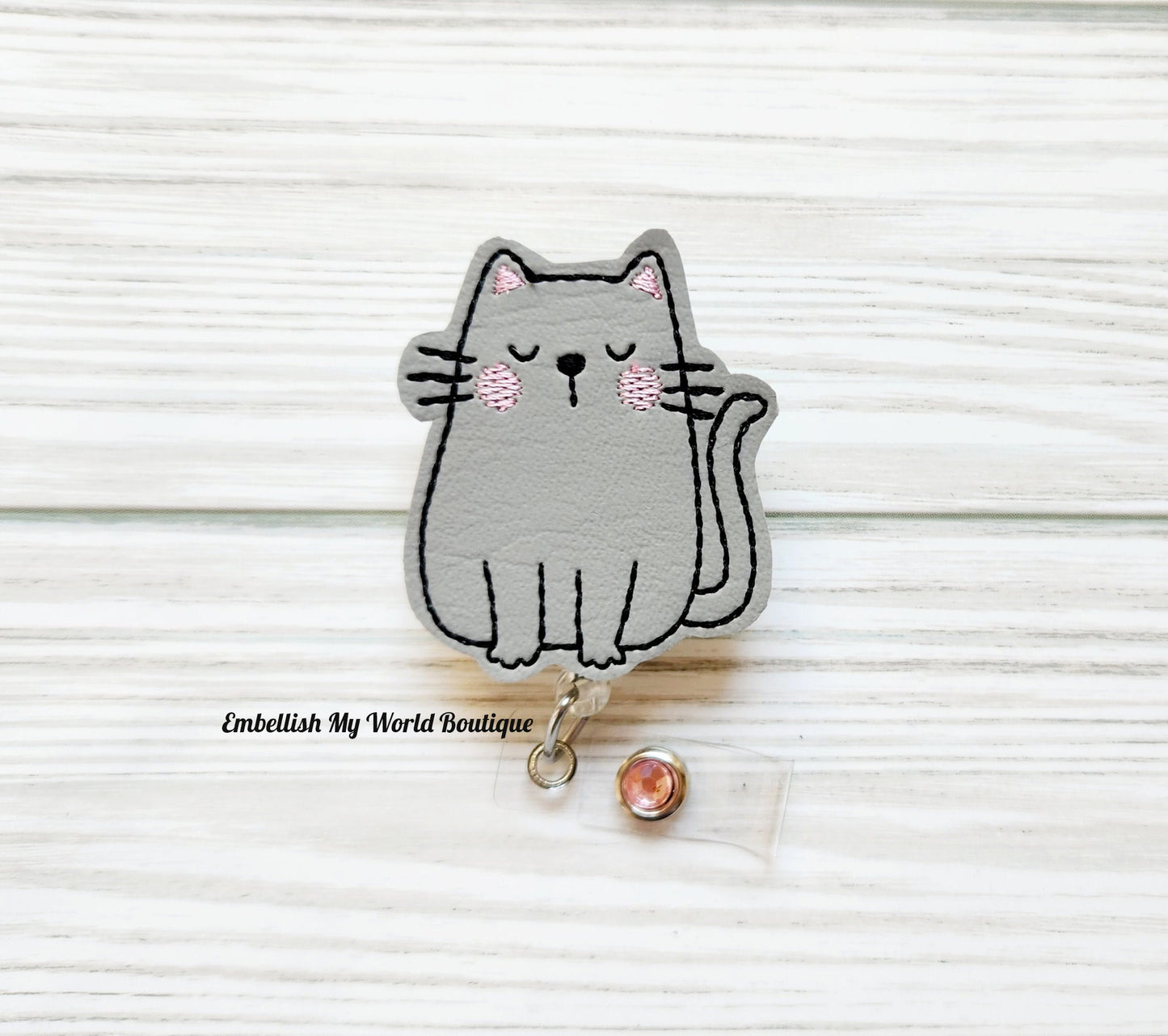 Grey Cat Badge Reel
