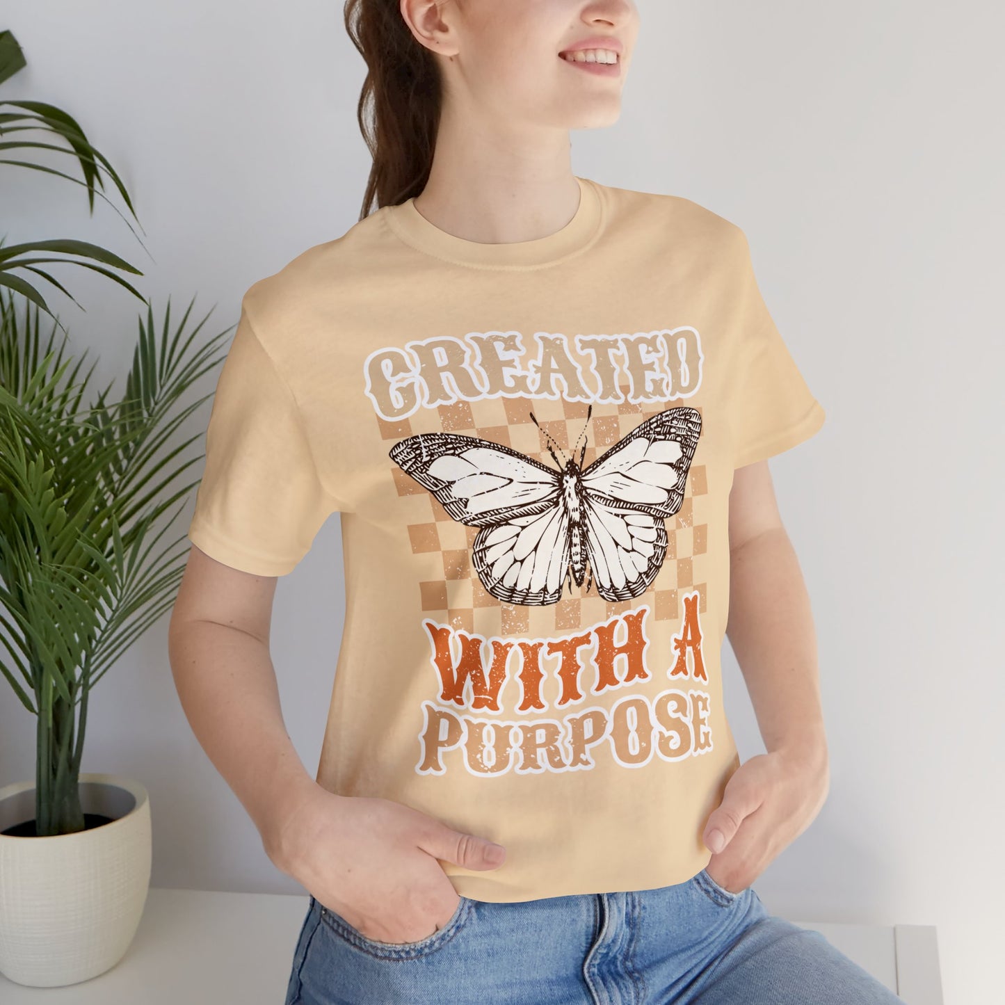 "Created With A Purpose" Trendy Christian Unisex Jersey Short Sleeve Tee