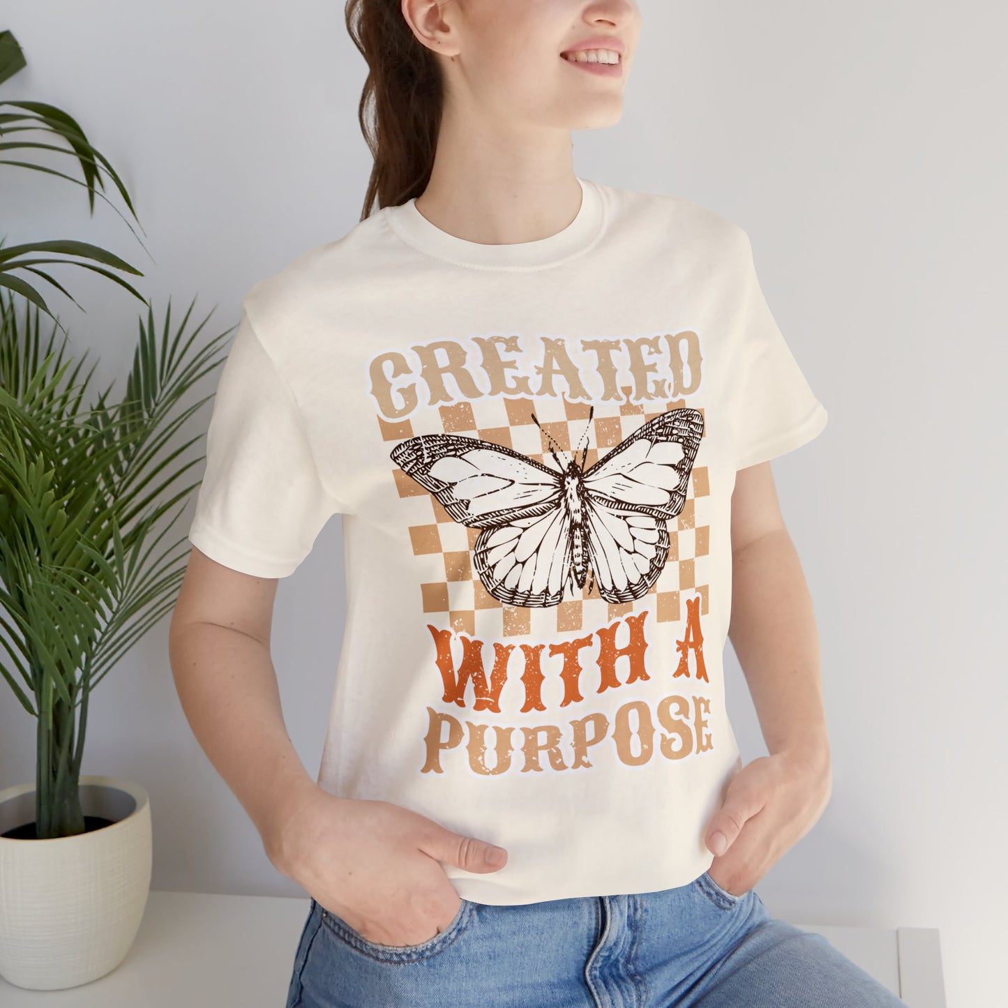 "Created With A Purpose" Trendy Christian Unisex Jersey Short Sleeve Tee