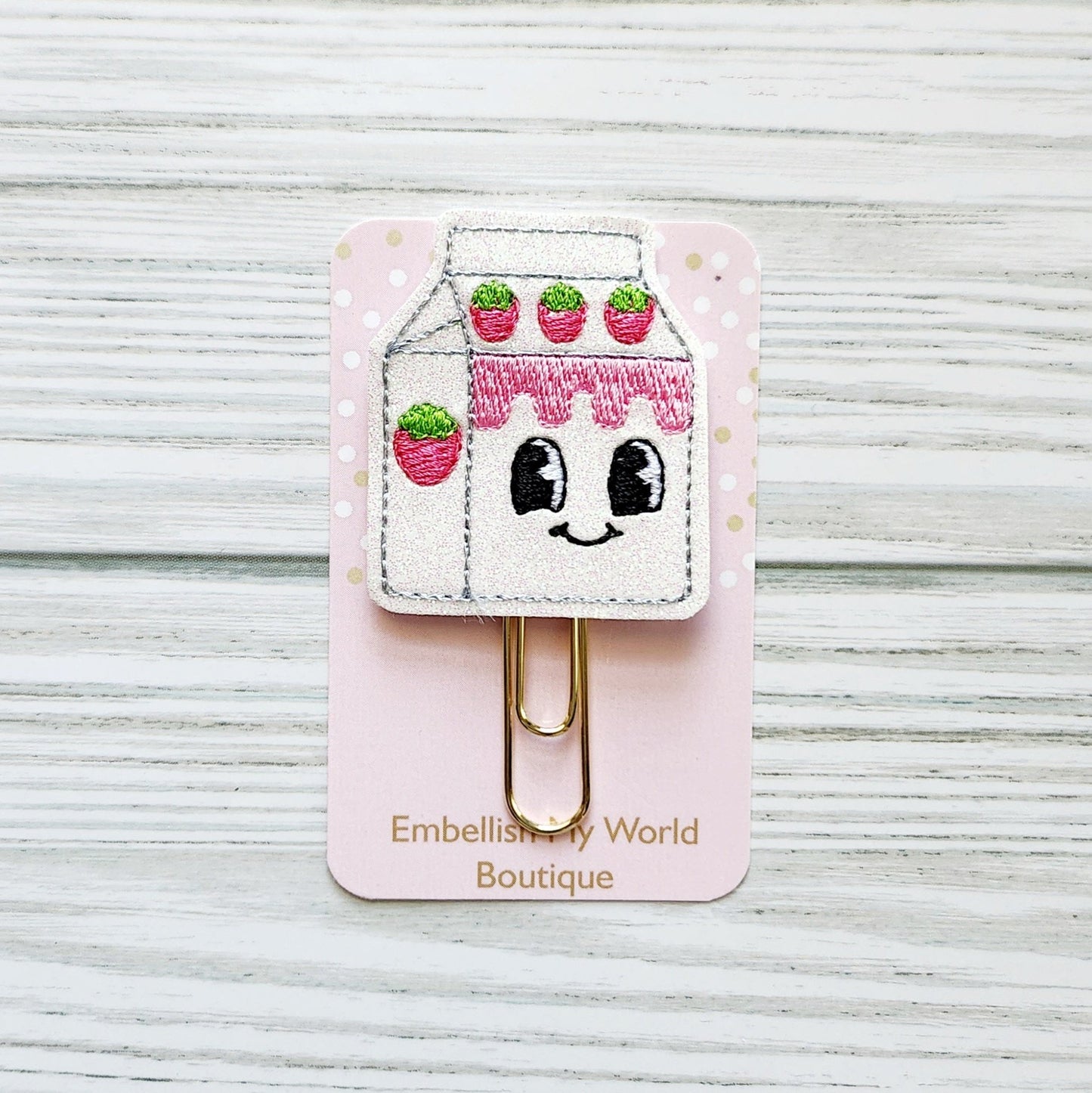 Kawaii Strawberry Milk Planner Clip/ Bookmark (Copy)