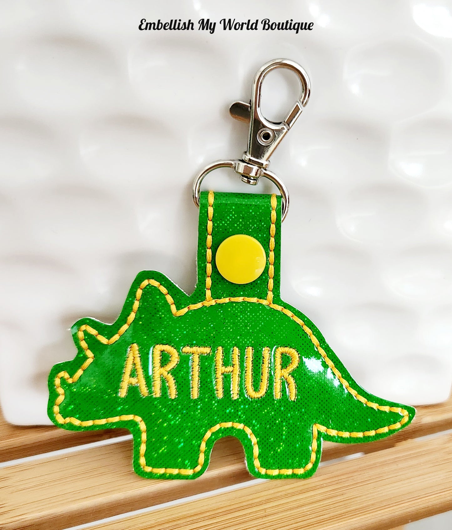 Personalized Dinosaur Bag Tag Keychain/ Backpack Tag/ Lunchbox Tag/