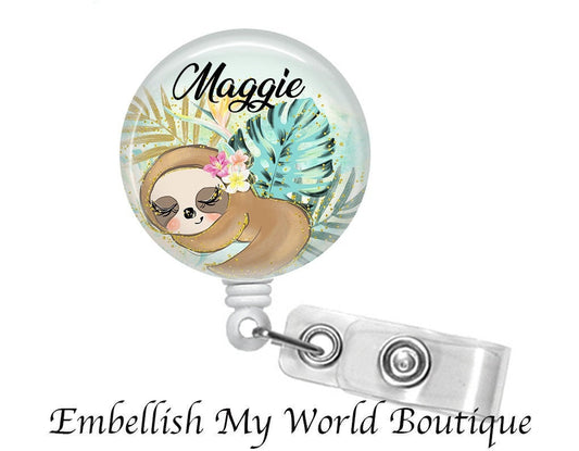 Sloth Badge Reel/Retractable Badge Reel/Nurse/Badge Holder/ID Holder/Badge Reel/Nurse Badge Reel/Teacher Badge/Nurse Gift/Personalized Badge