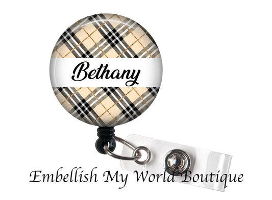 Plaid Personalized Badge Reel/Badge Reel/Nurse Badge/Badge Holder/ID Holder/Badge Reel/Nurse Gift/Name Badge/Retractable Badge/Fall badge