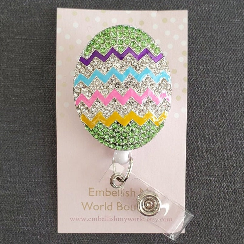 Rhinestone Easter Badge Reel/Badge Holder/ID Holder/Easter Egg Badge Reel/Nurse Badge Reel/Nurse Gift/Easter Badge/Retractable Badge/