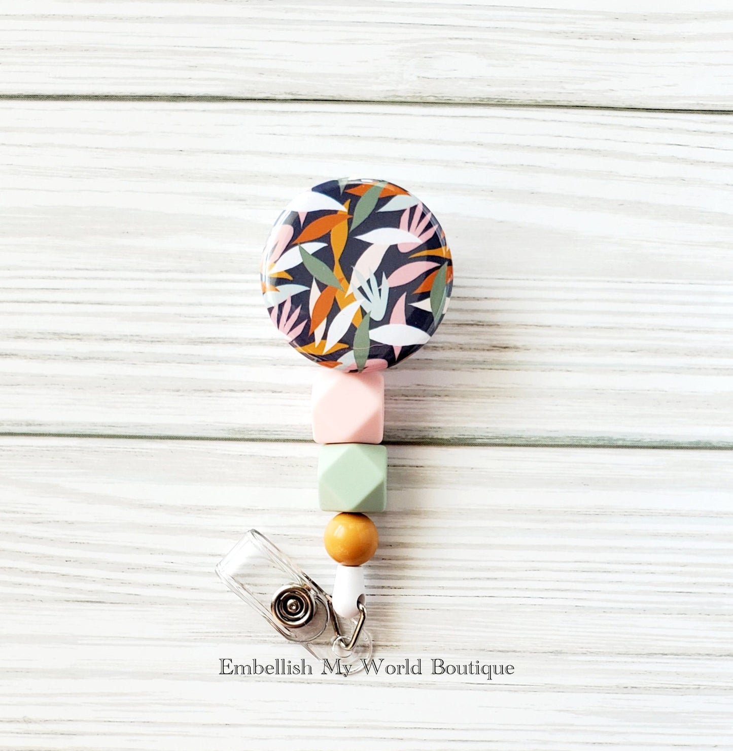 Beaded Floral Boho Badge Reel