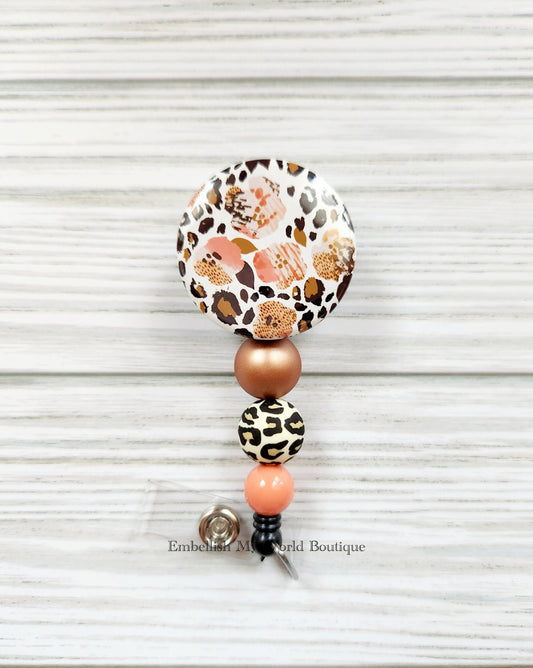 Leopard and Floral Badge reel/Retractable Badge Reel/Badge Reel/Nurse Badge/Badge Holder/ID Holder/Badge Reel/Nurse Gift/Name Badge/