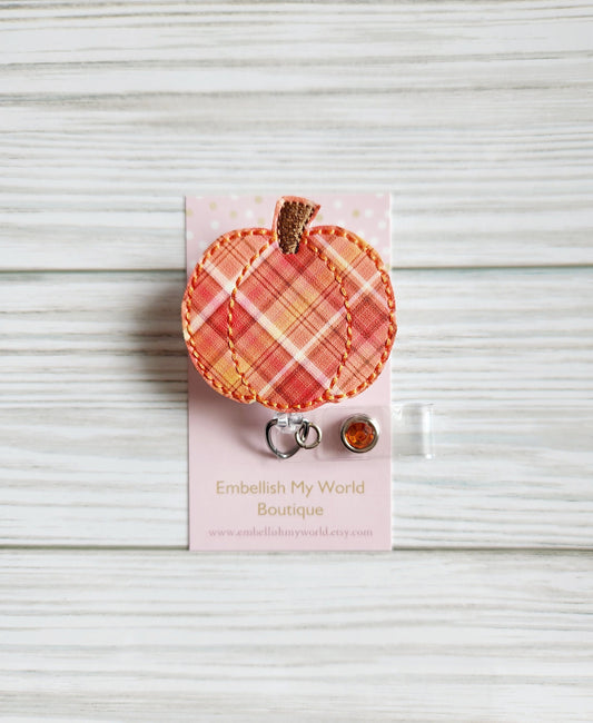 Plaid Pumpkin Badge Reel
