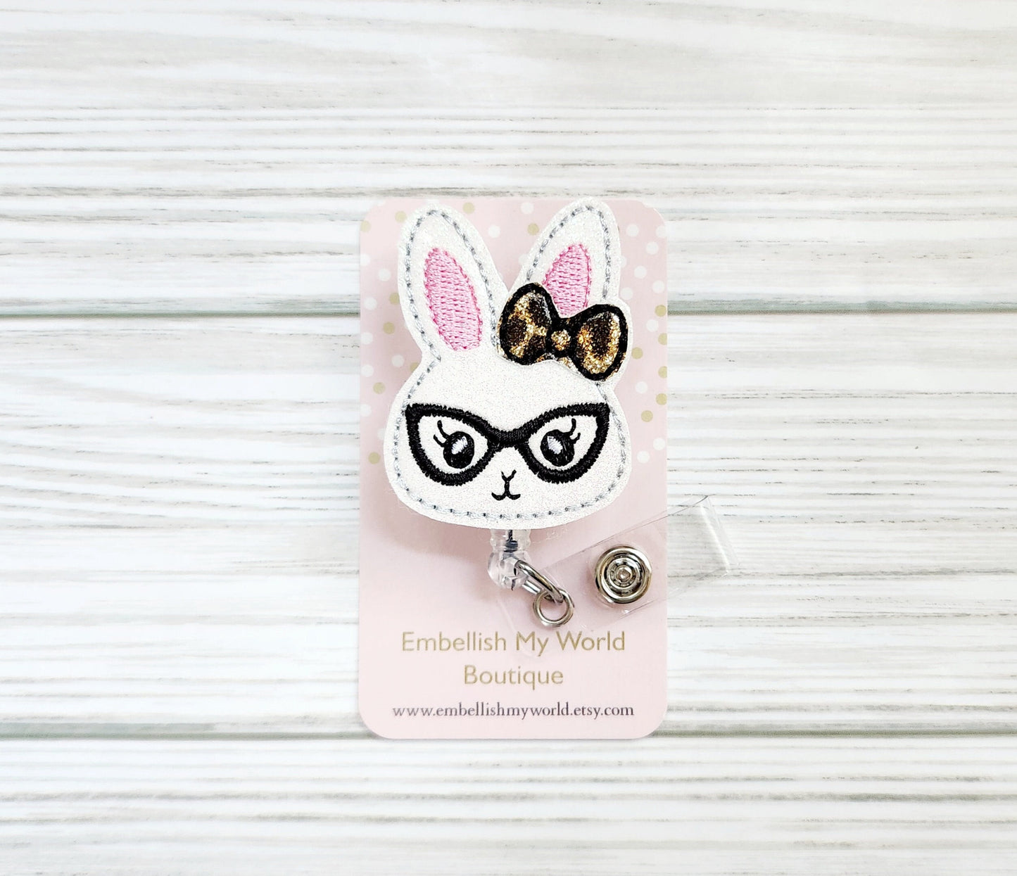 Bunny with Glasses Badge Reel